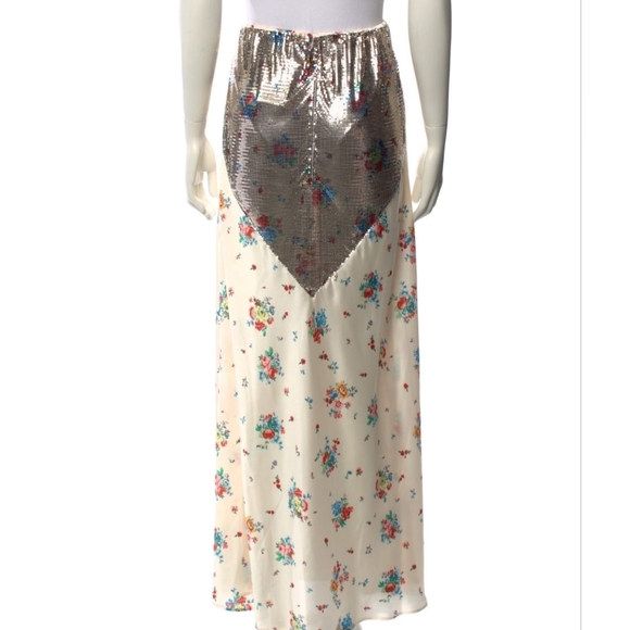 Rabanne Chainmail Sequin-Embellished Maxi Floral Metallic Skirt Multi Color NWT - Picture 13 of 16
